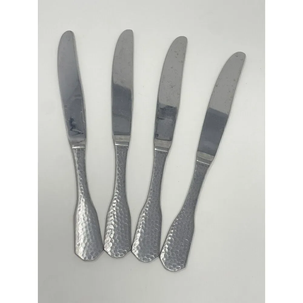 Pier 1 Imports Pll1 Dinner Modern Solid Knives Stainless Hammered 9.25” Set Of 4